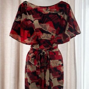 Super cute red and black abstract patterned dress